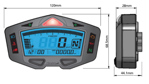 Kit Multifunzione DB-03R indicatore di Marcia / Velocità - Temperatura - Distanza - Contagiri - Carburante - UNIVERSALE